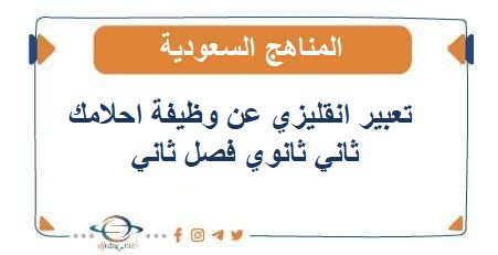 تعبير انقليزي عن وظيفة احلامك ثاني ثانوي فصل ثاني - المناهج  السعودية تعبير انقليزي عن وظيفة احلامك ثاني ثانوي فصل ثاني